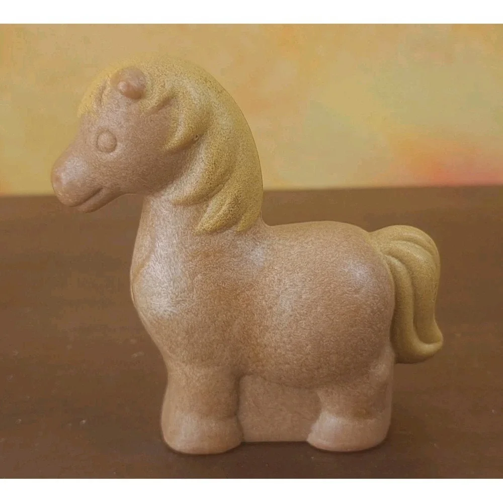 Talkin Tracks Brown Horse Faded Yellow Mane Figure 1973 Mattel Preschool Vintage